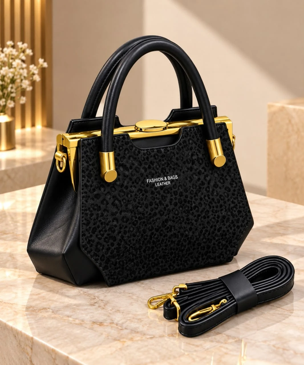 Premium Gold Frame Woman’s Handbag with Strap - Sophi Hub