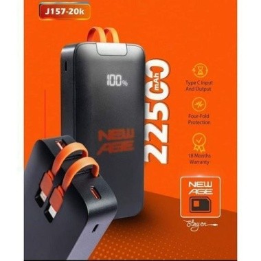 New Age PowerBank Pro 22500mAh, 22.5W Fast Charge with Built-In Cables