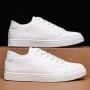 New Small White Walking Style Breathable Shoes Lace Up Pure Solid Color Low Mens Casual Shoes