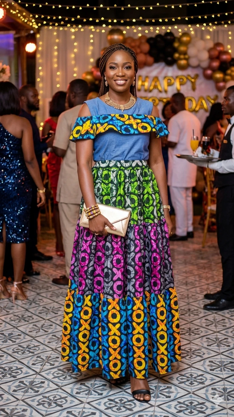 Colorful Kampala Tier Maxi Skirt - Beauty Inn Collections