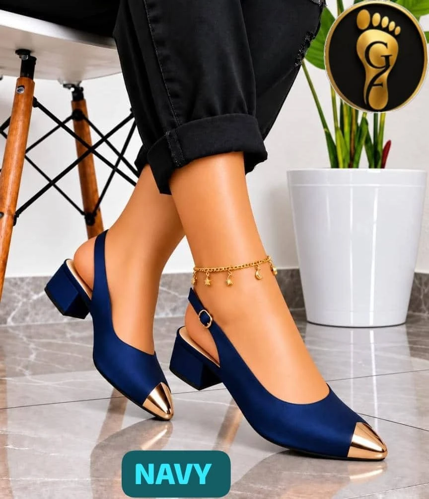 Elegant Gold Toe Slingback Heels