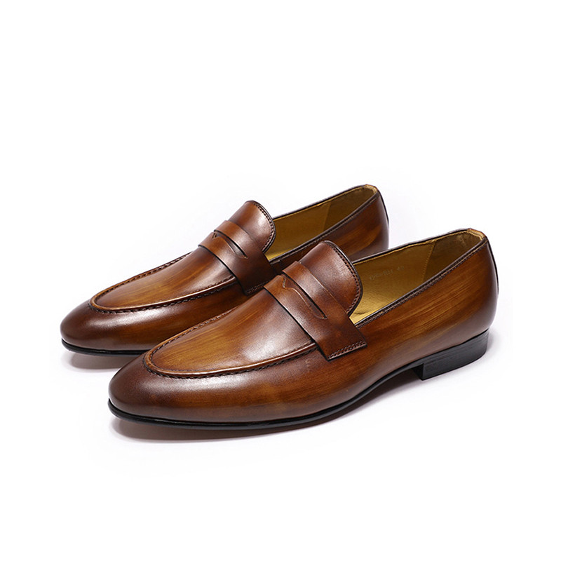 Slip-on genuine leather loafers for men - Sizes 38-46