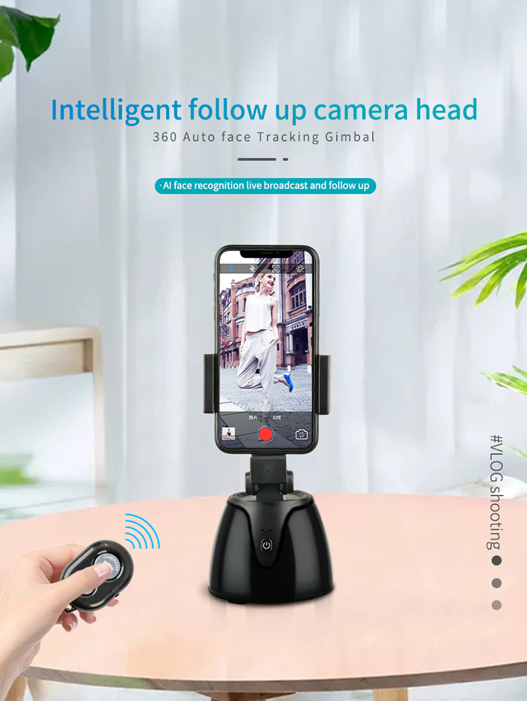 Portable Ai Stabilizer Authomatic 360 Rotation Camera Face Tracking Smart Shooting Phone Holder