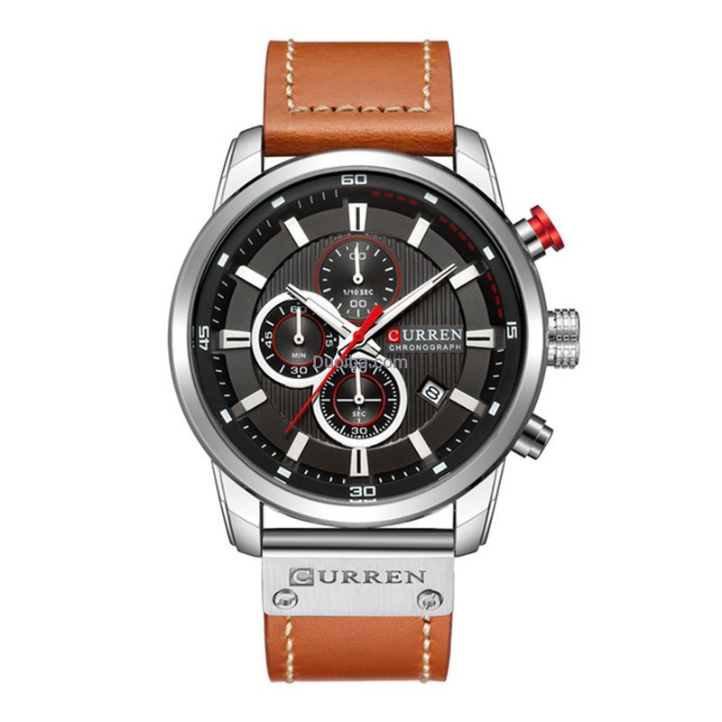 CURREN Men's 8291 Fashion Sport Watch - Leather, Water Resistant, Japanese Movement