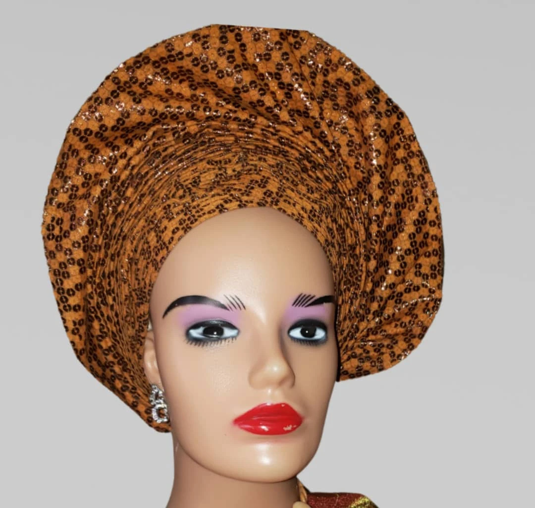 Pre-Tied Full Fan Sego Auto-Gele Headtie - Adjustable Velcro Fit - Available on Pre-order