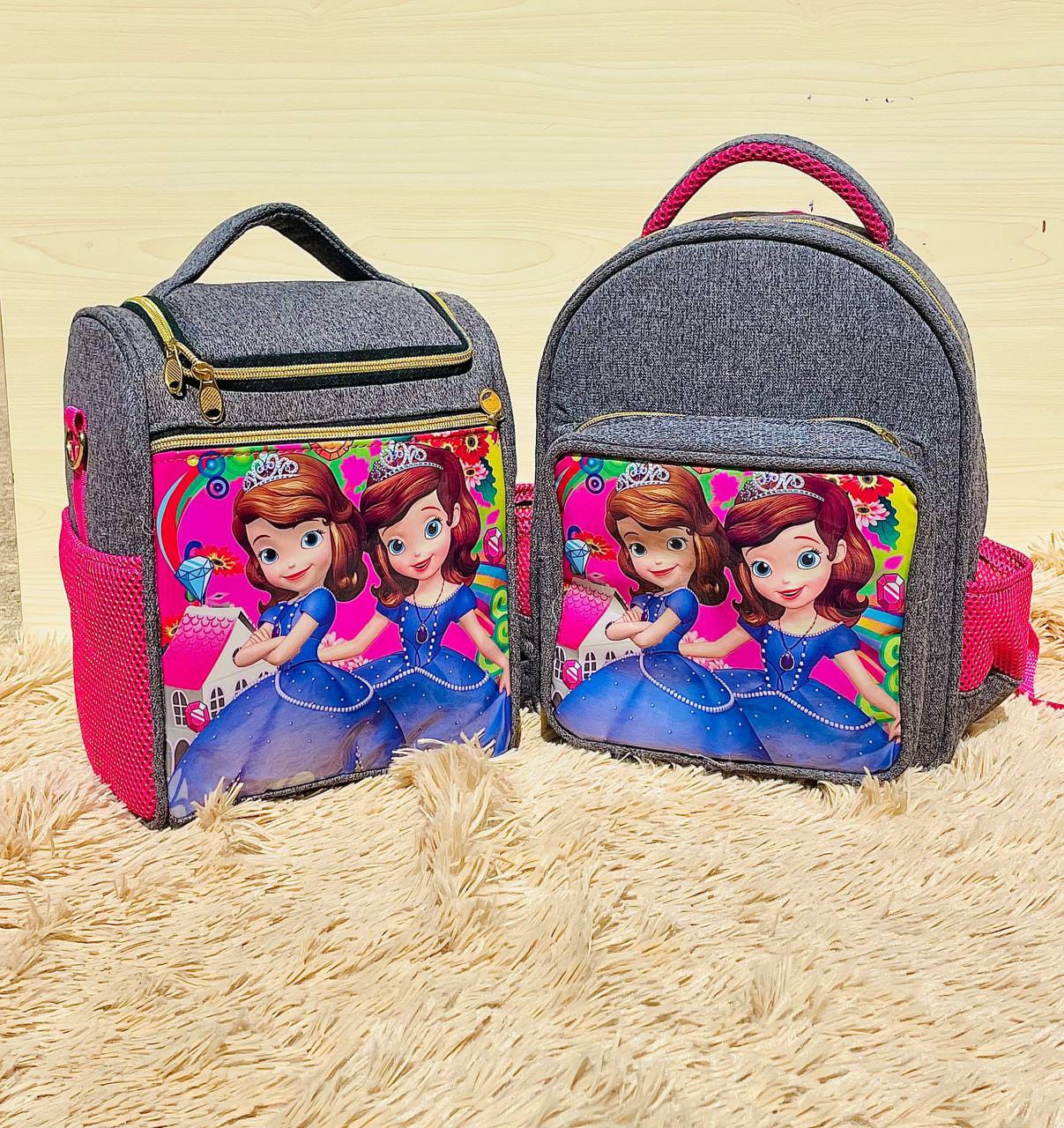 Cartoon Princess Backpack and Lunch Bag for Kids