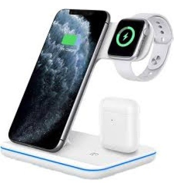 10W Qi Fast Charging Dock Station 3 in 1 Phone Stand Wireless Charger Pad with Lamp