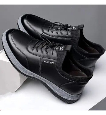 New Styles Men's Fashion PU Leather Casual Dress Sneakers Breathable Comfortable Slip On Walking Shoes