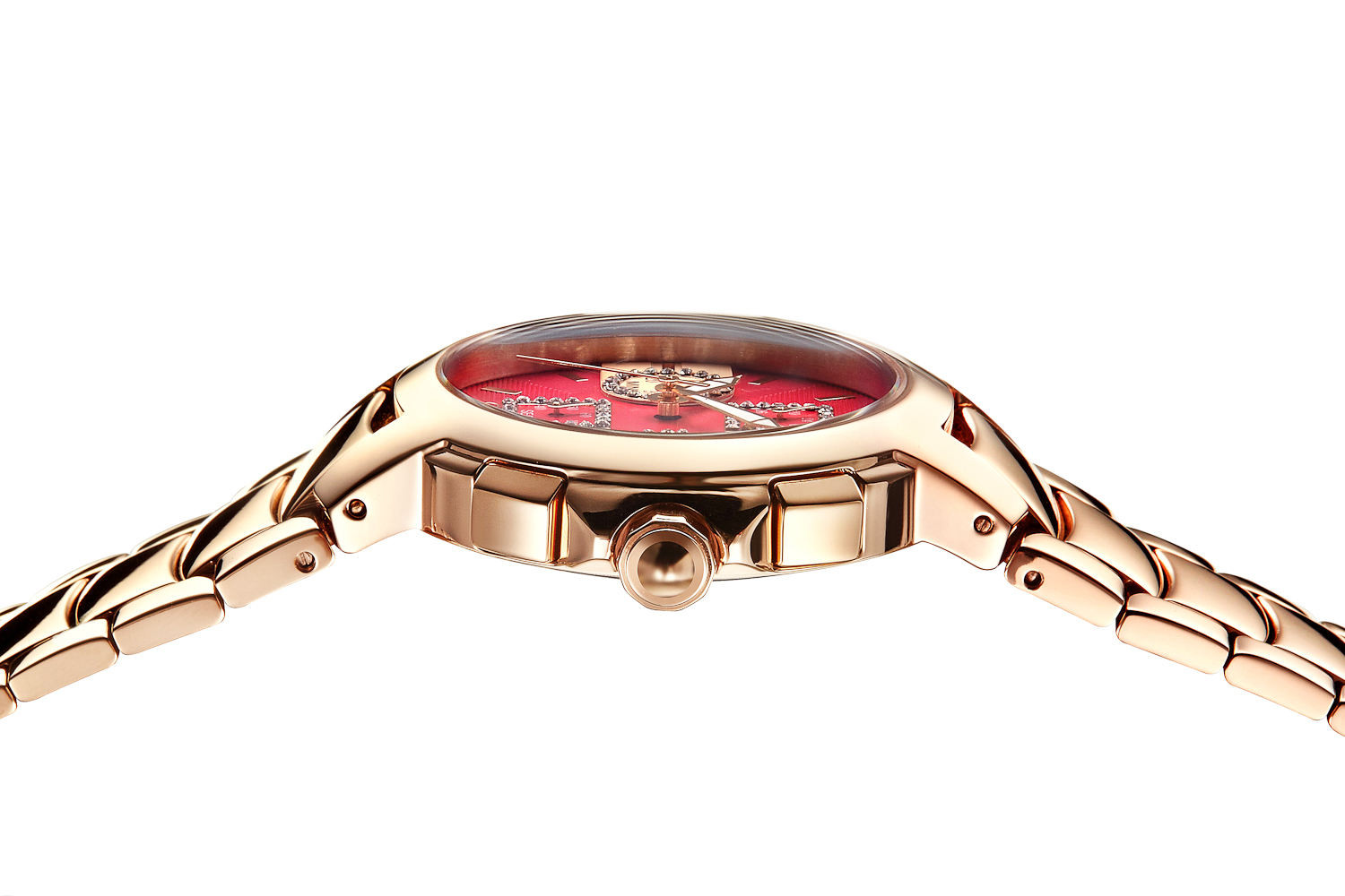 Stainless Steel Luxury Unisex Wrist Watch with shiny crystals