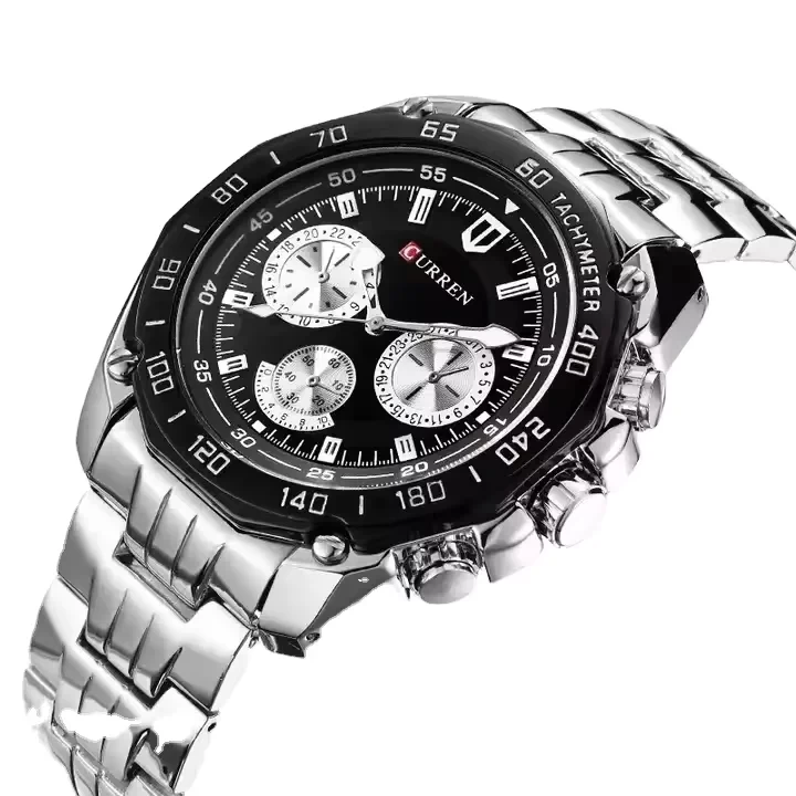 Curren 8077 Premium Stainless Steel Analog Quartz Chronograph for Men