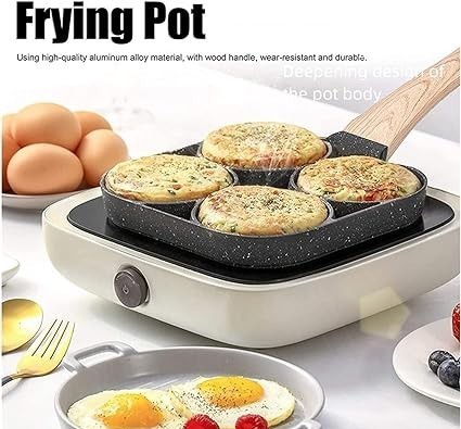 4 Hole Partition Egg/Omelette/ Burger Non-stick Frying Pan