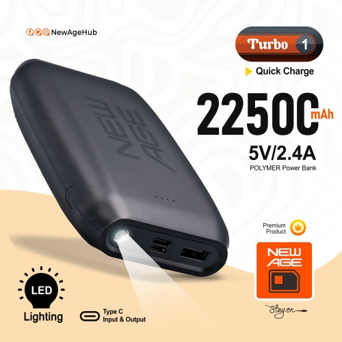 New Age Turbo 1 – 22500mAh Power Bank (With Torch Light)