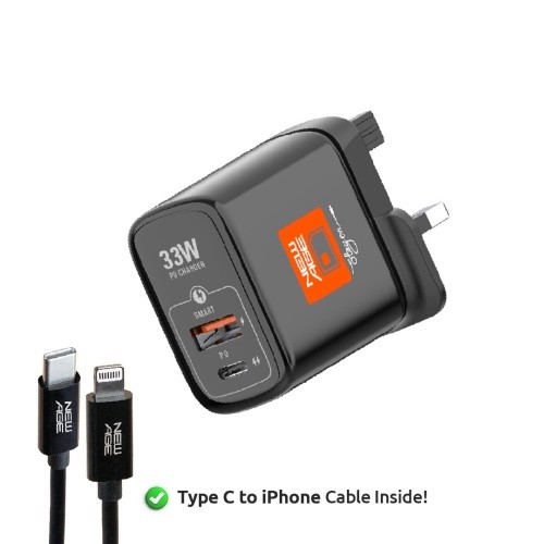 New Age Jazzy PD Charger (33W) with Type C-Lightning cable