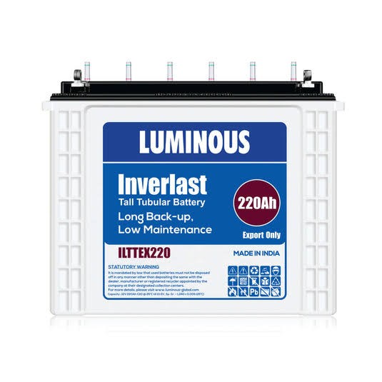 LUMINOUS ILLTEX INVERLAST 220AH /12V Tall Tubular Battery