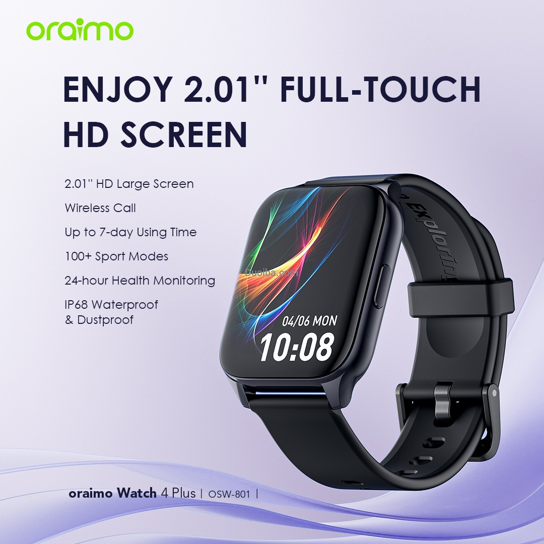Oraimo Watch 4 Plus Smartwatch – HD Display, Wireless Calls, Health Tracking & Long Battery Life