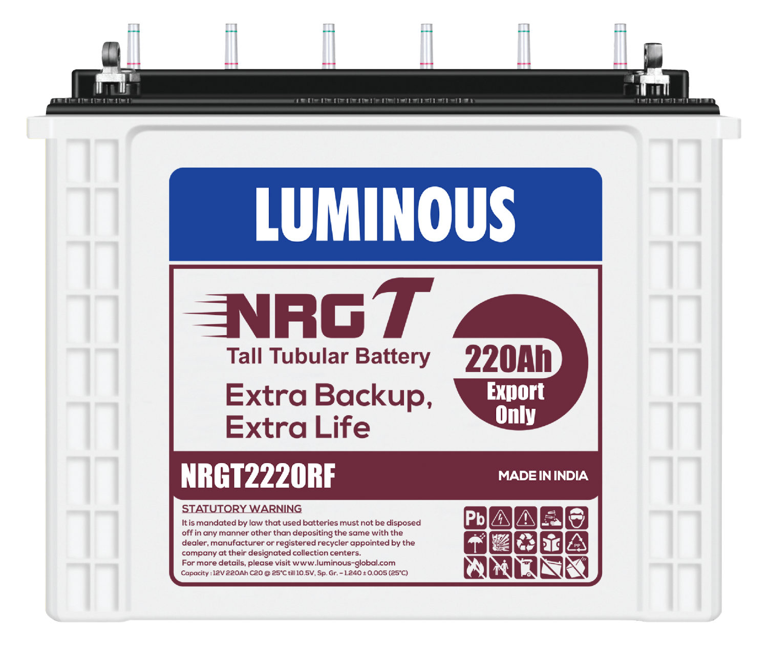 Luminous 220AH 12V NRGT Tall Tubular Battery