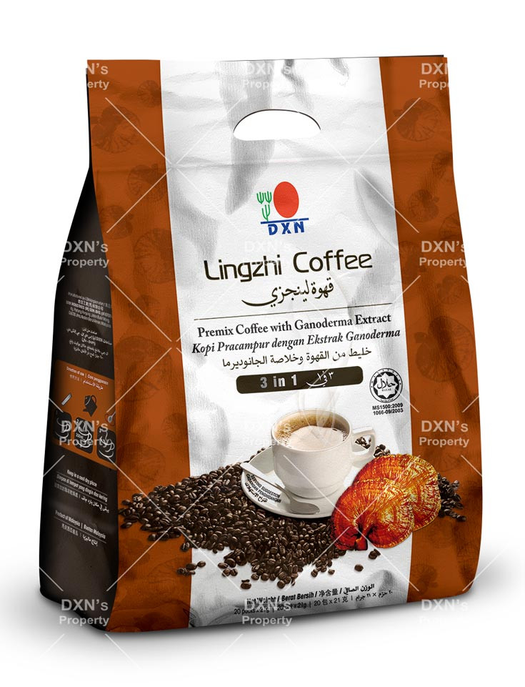 DXN Lingzhi Coffee 3-in-1 with Pure Ganoderma Extract – 20 Sachets (NAFDAC Reg. B1-5390)