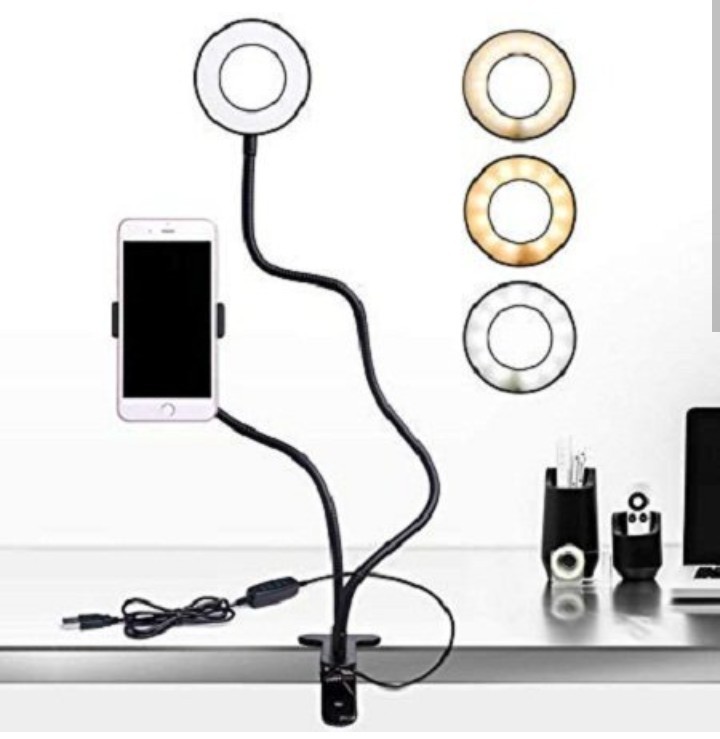 Tabletop Ring Light with Phone Holder - 3-Color Lighting for Perfect Selfies