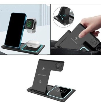 Portable 3 in one Charging Dock Station 15W Fast Charge Foldable 3 in 1 Wireless Charger