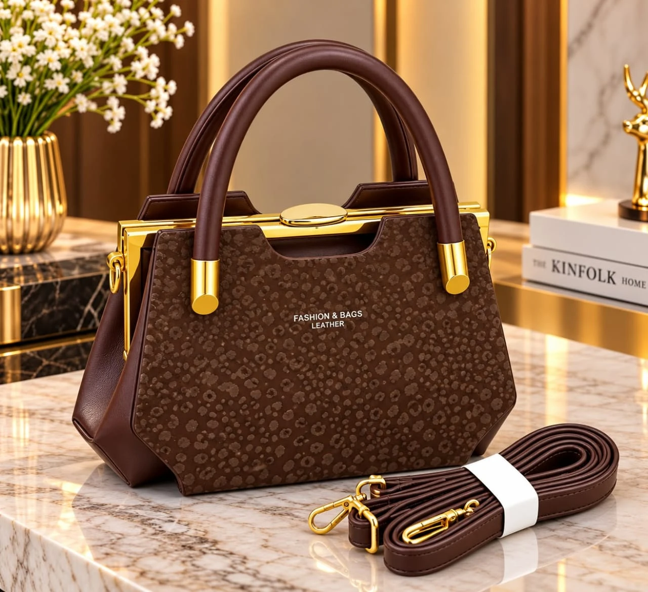 Premium Gold Frame Woman’s Handbag with Strap - Sophi Hub