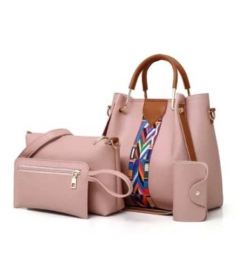 Hot selling high quality pu handbags 4pcs in 1 set fashion ladies handbag women bag set big capacity shoulder crossbody bag