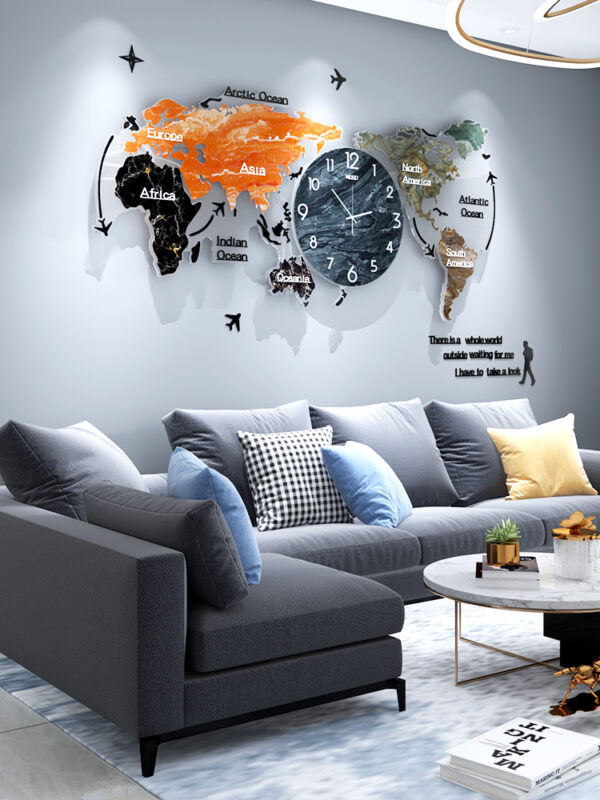 Motivational Decorative 3D World Map Wall Clock