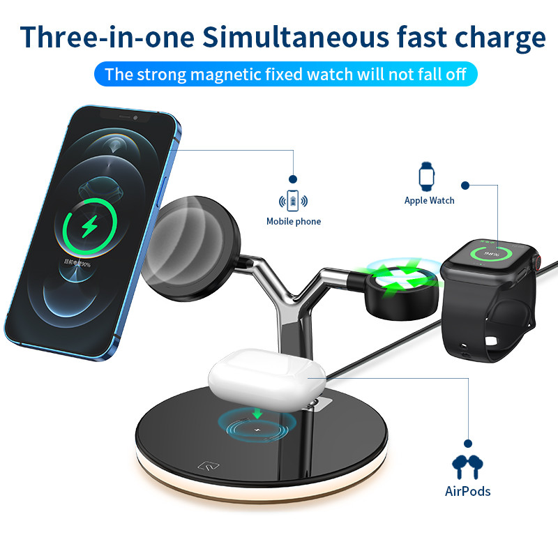 3 In 1 Wireless Charging magnet for Mobile Phone and Smart Watch