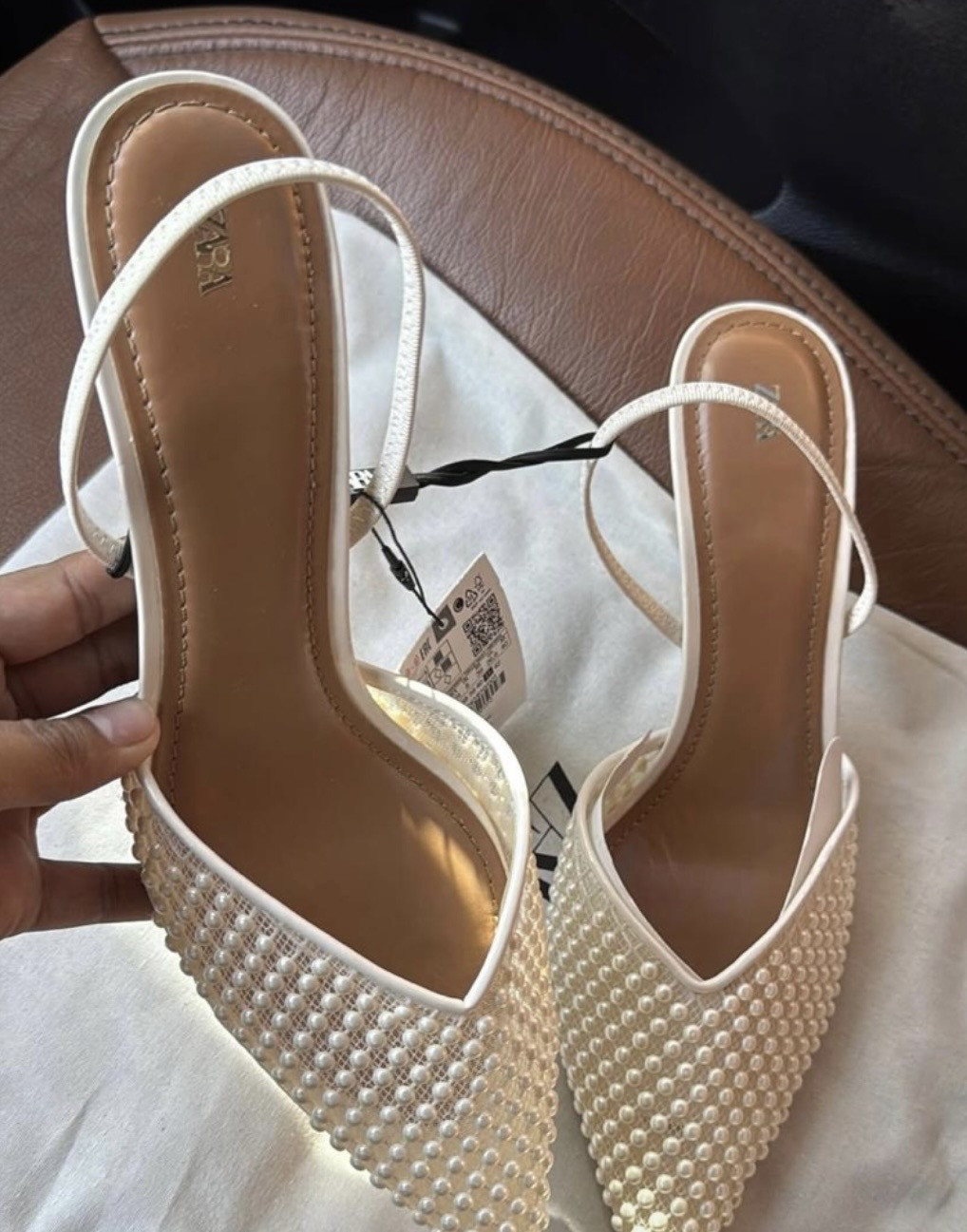 Pearl Embellished Slingback Heels