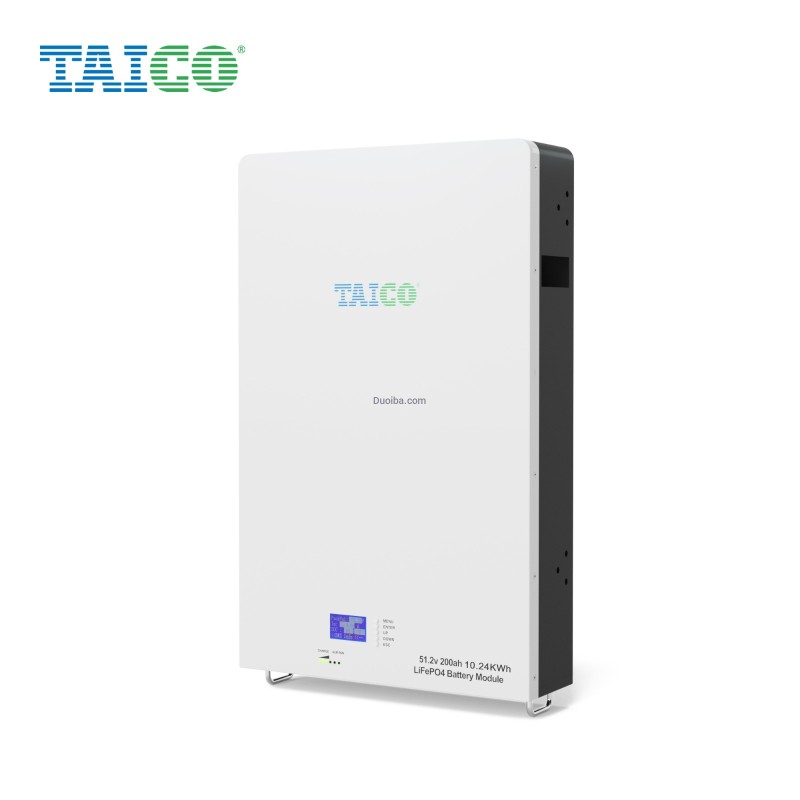 Taico 51.2V 100Ah Wall Mounted LiFePO4 Battery – 5.12kWh Lithium Solar Energy Storage with BMS & RS485/CAN Communication