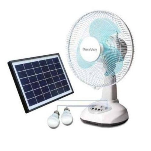 Duravolt 12 inches 3 in 1 table fan with bulbs