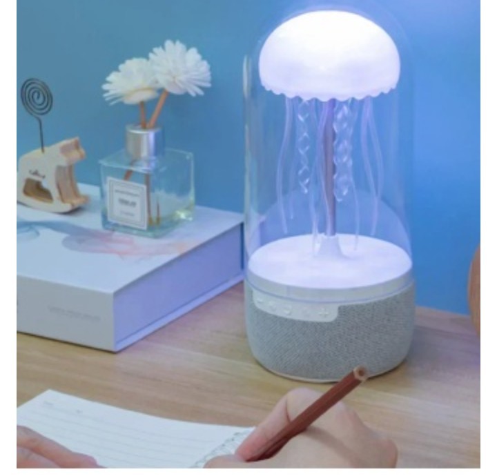 White Noise LED Jellyfish Aquarium Night Light - 7-Color Changing, 4 Light Modes, Bluetooth Speaker